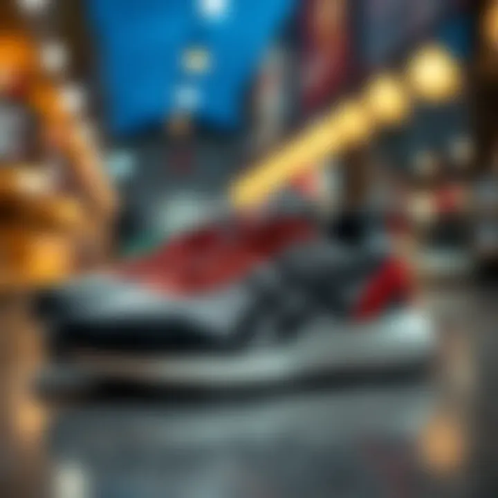 Stylish sports shoes displayed in a fashionable setting, highlighting their versatility.