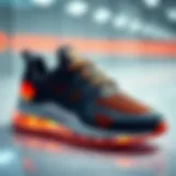 A detailed view of a modern sports shoe showcasing advanced technology and design.