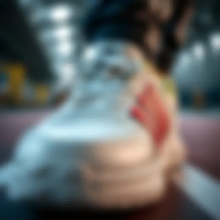 Close-up view of Adidas Advantage Base Court shoe showing its unique design elements