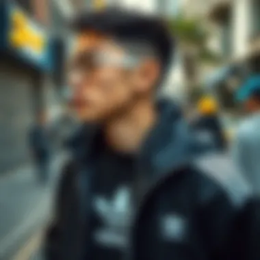 A stylish urban setting showcasing Adidas Bermuda in everyday life.