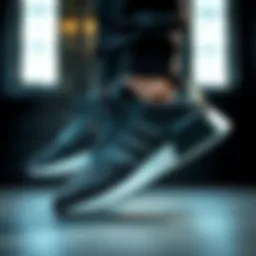 Stylish Adidas black striped sneakers showcasing innovative design