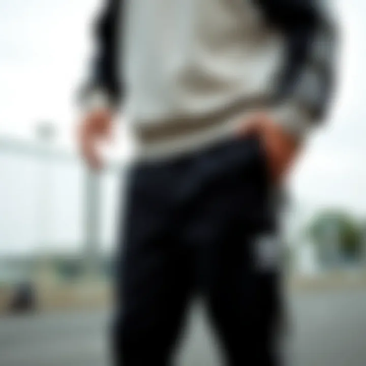 Fashion-forward outfit featuring Adidas sweatpants