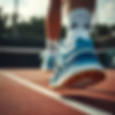 Dynamic Performance on the Court Dynamic shot of Adidas CourtJam Control on the tennis court