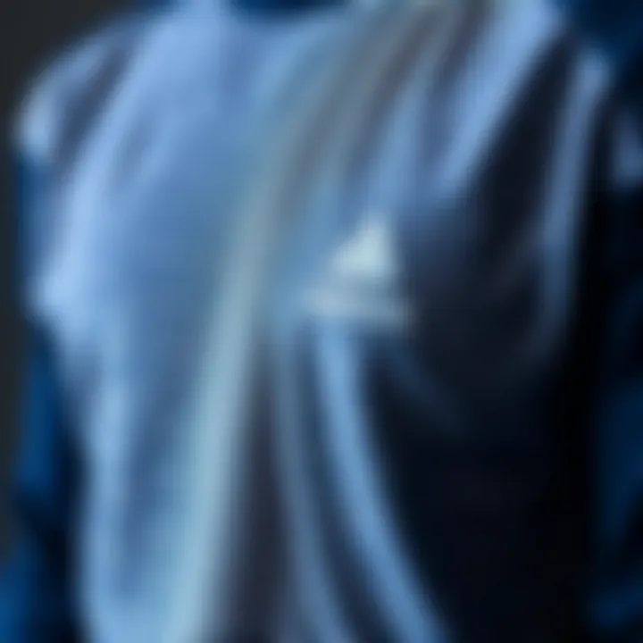 Close-up of the unique fabric texture on the Adidas sports clothing