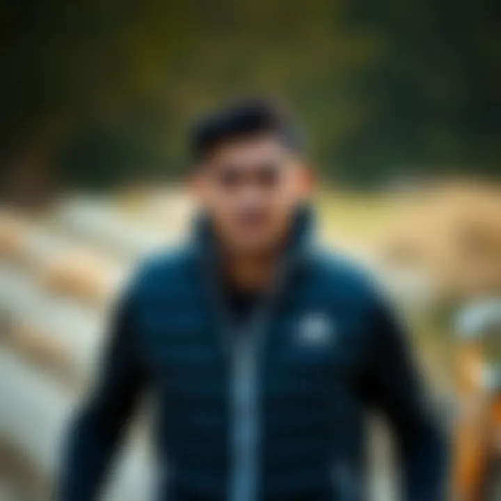 Adidas Puffer Vest in Action Athlete wearing Adidas puffer vest during outdoor activity