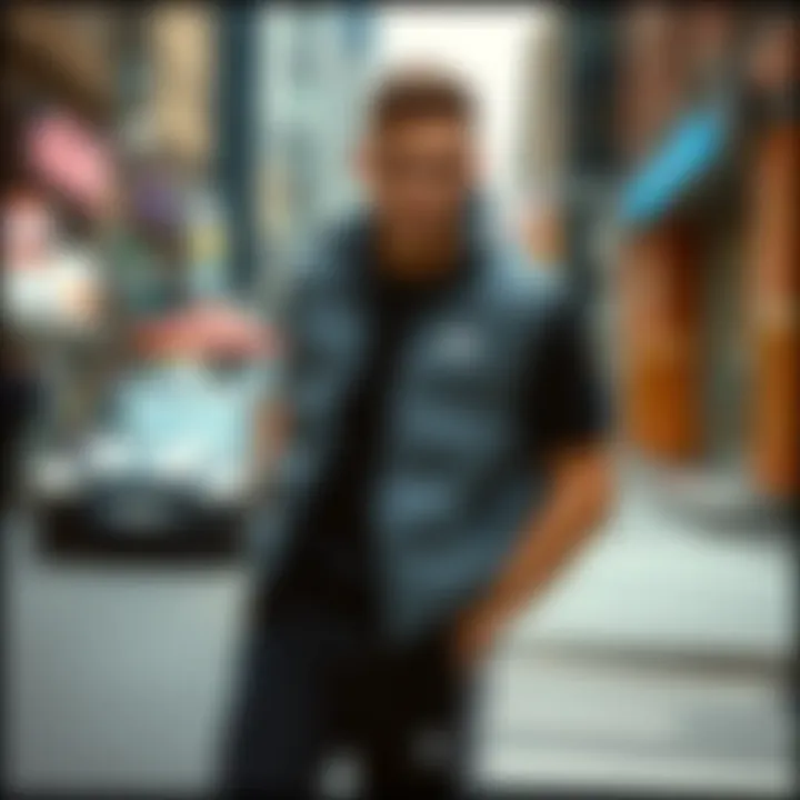 Adidas Puffer Vest in Urban Style A stylish Adidas puffer vest displayed in an urban setting