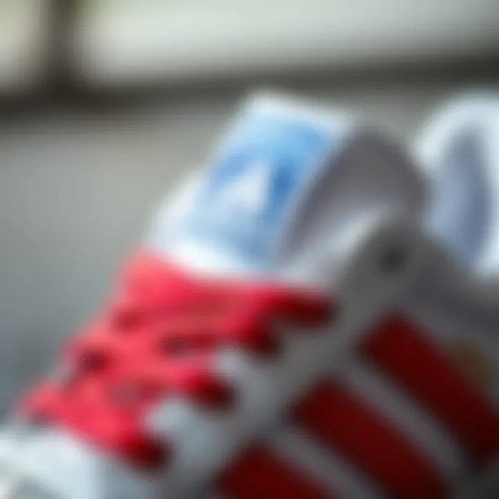 Close-up of the quality materials used in Adidas Samba children's shoes