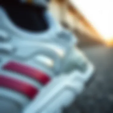 Close-up of the innovative design features of Adidas sneakers