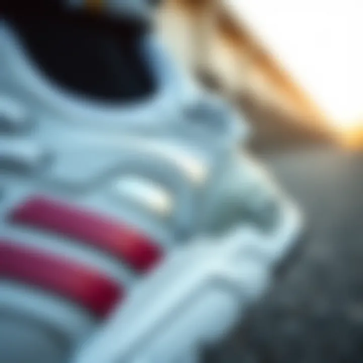 Close-up of the innovative design features of Adidas sneakers