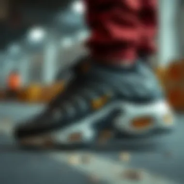 Dynamic display of Air Max Plus showcasing unique design elements