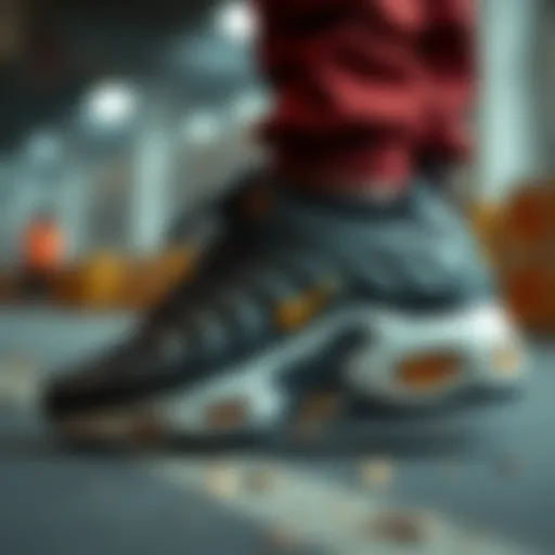 Dynamic display of Air Max Plus showcasing unique design elements