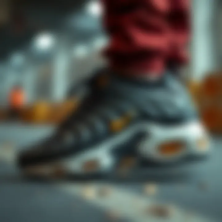 Dynamic display of Air Max Plus showcasing unique design elements