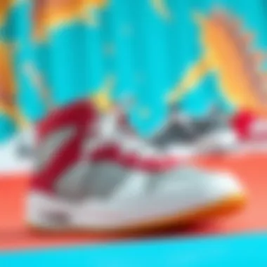 Stylish sports shoes displayed on a vibrant background