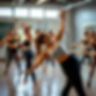 Dynamic Movement in Barre Dynamic barre class in action, highlighting movement and grace