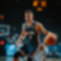 Dynamic basketball player in action showcasing a stylish jersey