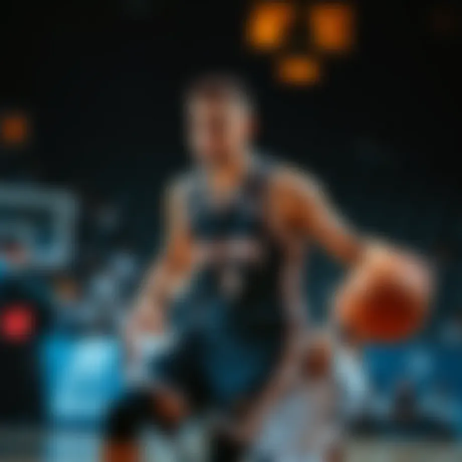 Dynamic basketball player in action showcasing a stylish jersey