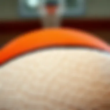 Close-up of a basketball highlighting textures