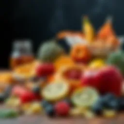 Colorful assortment of healthy snacks and fruits