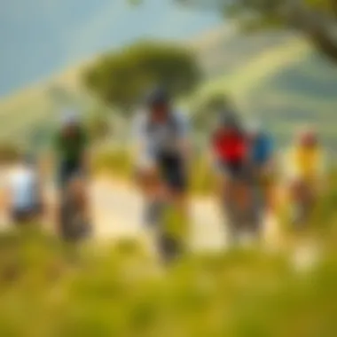 Group of cyclists enjoying a ride in a scenic area