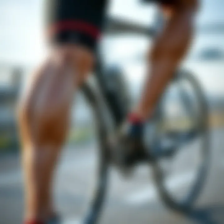 Close-up of leg muscles activated during cycling