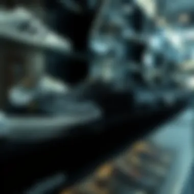 Collection of black Adidas Superstar shoes on display