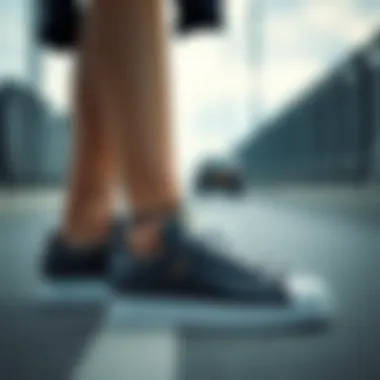 Stylish outfit featuring black Adidas Superstar shoes