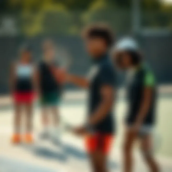 Group of athletes wearing trendy sports apparel while using Butterfly Silver Racket