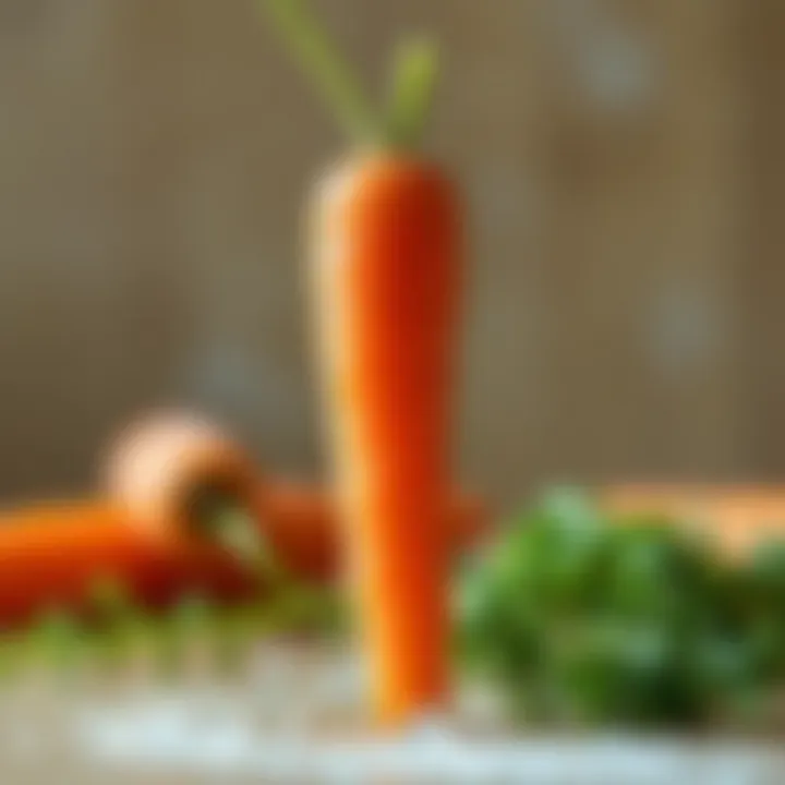 A detailed close-up of a carrot, showcasing its vibrant color and texture.