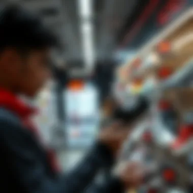 Person comparing prices while shopping for shoes online