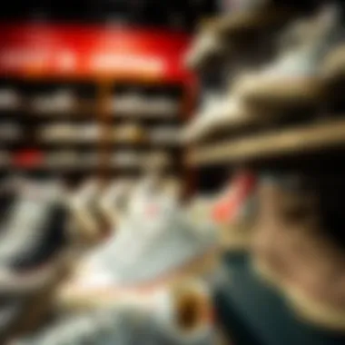 Stylish sneaker collection showcased in store