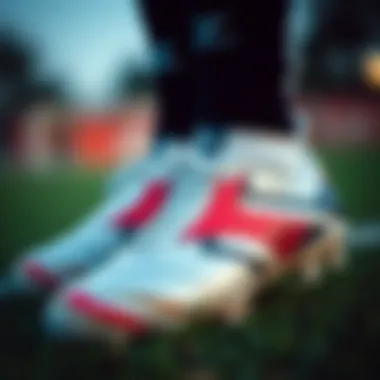 A close-up view of Diadora football boots showcasing their intricate design.