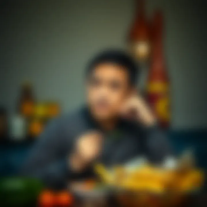 A thoughtful person contemplating food choices