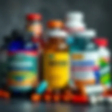 A vibrant assortment of vitamin bottles