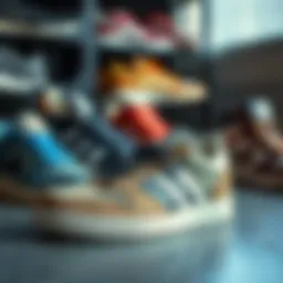 Diverse collection of iconic sports shoes showcasing various styles and designs.