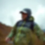 Dynamic outdoor activity in a rain jacket