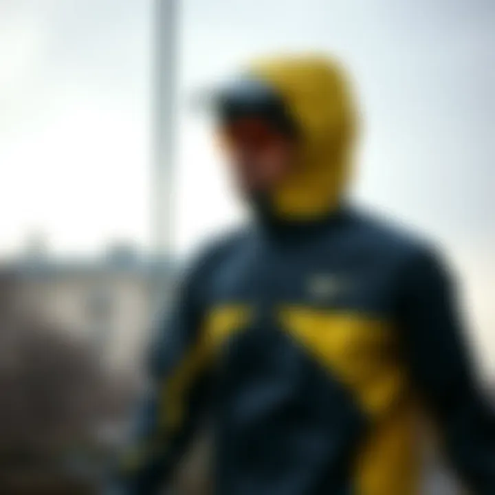 Stylish Rain Jacket During a Workout Session Stylish rain jacket during a workout session