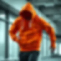 A stylish athletic sweatshirt displayed in a dynamic pose