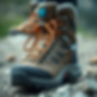 Close-up of trekking boot materials showcasing durability