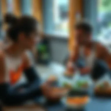 Athletes enjoying healthy meals post-workout