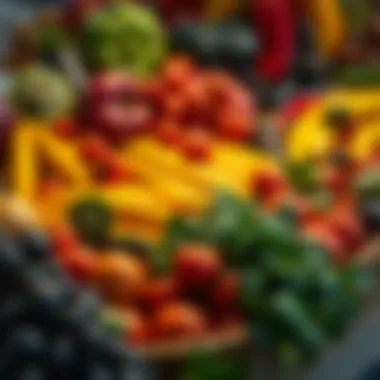 A colorful display of fruits and vegetables