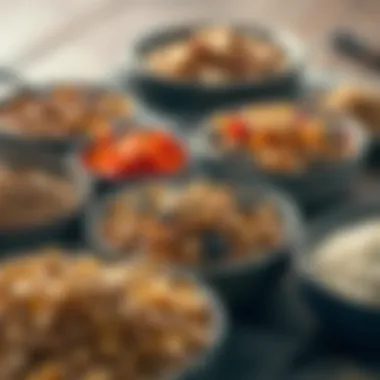 A selection of grains and legumes in bowls