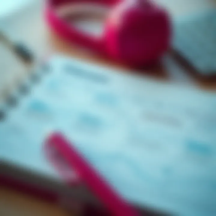 Close-up of a fitness planner with a weekly workout schedule