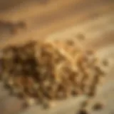 A close-up of flax seeds on a wooden table