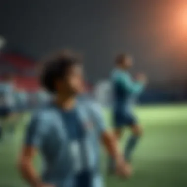 Athletes in Action with Team Uniforms Athletes wearing uniforms during a competitive match