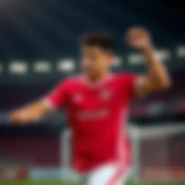 Athlete wearing a Galatasaray jersey in a dynamic sports pose