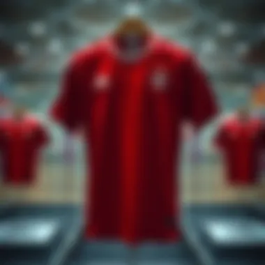 Historic Galatasaray jerseys displayed in a museum setting