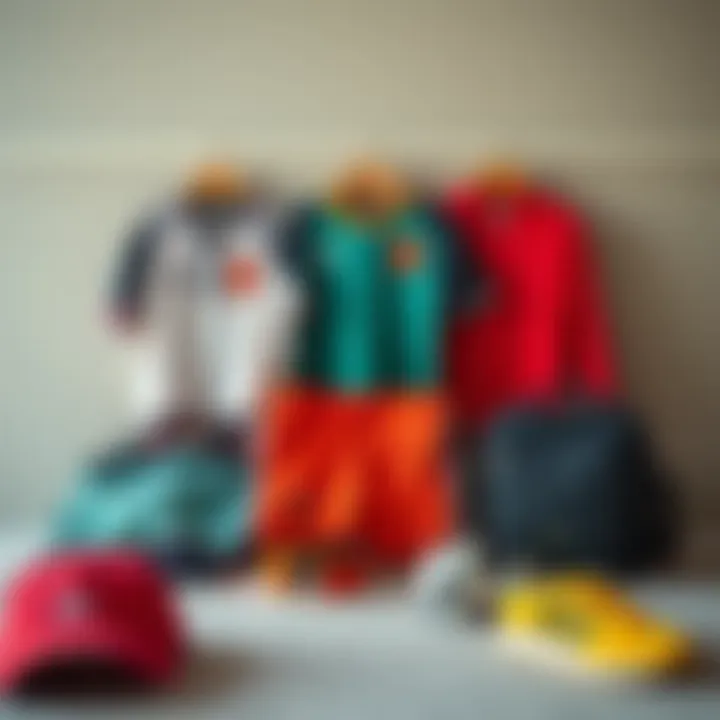 Trendy Accessories to Complement GS Sports Uniforms A stylish arrangement of GS sports uniforms alongside trendy sports accessories for children