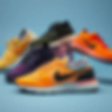 Stylish arrangement of Flyknit shoes in various colors illustrating their fashionable appeal.