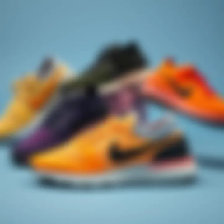 Stylish arrangement of Flyknit shoes in various colors illustrating their fashionable appeal.