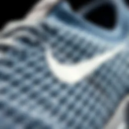 A close-up view of the innovative Flyknit material showcasing its texture and flexibility.